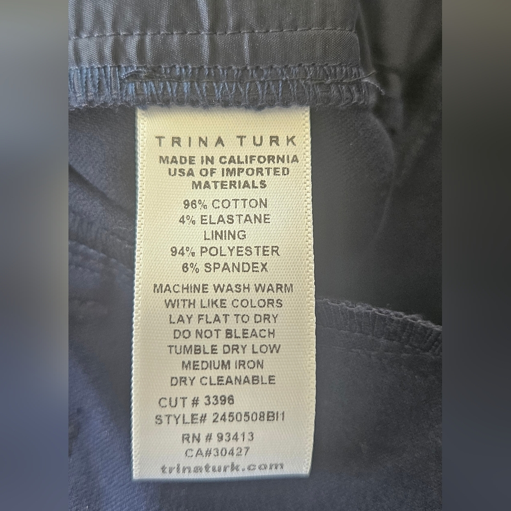NWT Trina Turk LuLu Straight Leg- Ankle  Cropped Pants- Size 10, Color- Indigo - Picture 9 of 9